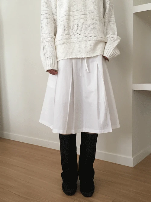 소울 플리츠 미디 스커트 (2colors)
