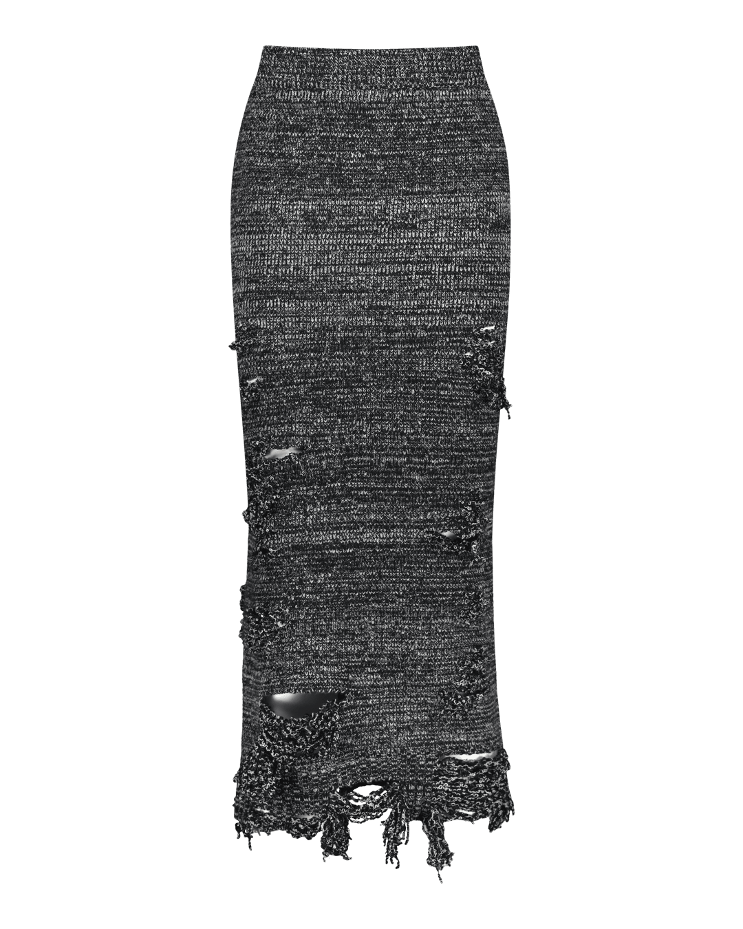 (EMMA) HARD DAMAGED KNIT SKIRT - 0 / MELANGE GREY