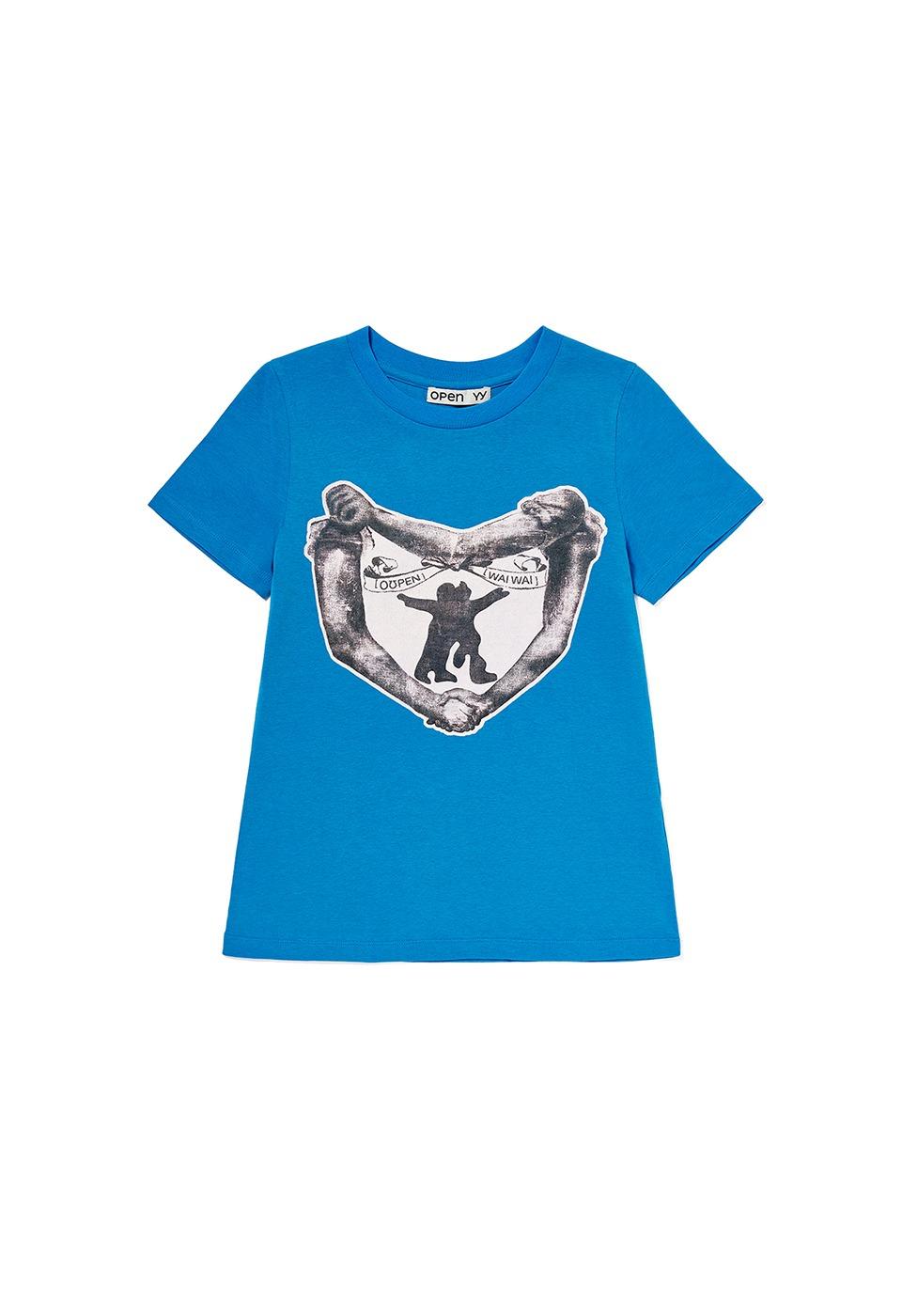 YY HUG&HEART T-SHIRT, BLUE