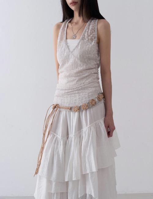 flower stamp halter sleeveless