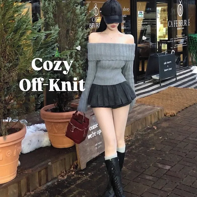 [당일출고🚀]코지 오프숄더 니트