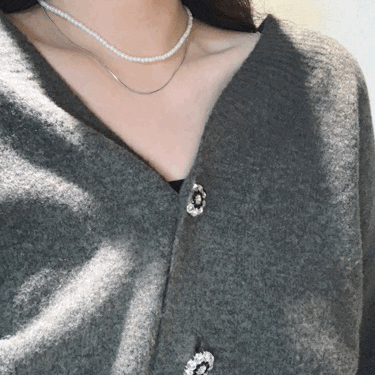 [1+1] Beads + line chain necklace (2color) / 비즈목걸이+라인체인목걸이