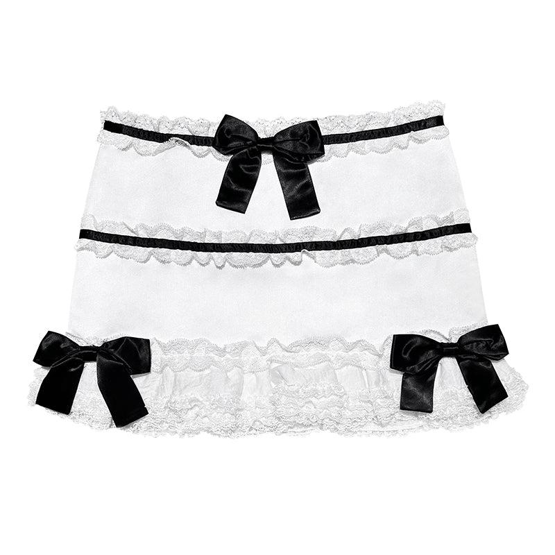 LACE FRINGED SKIRT - WHITE / S