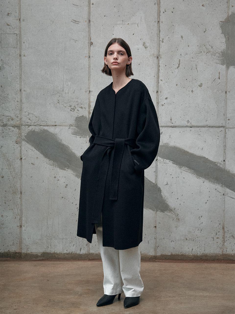 HANDMADE CASHMERE ROBE COAT [CAMEL][BLACK]