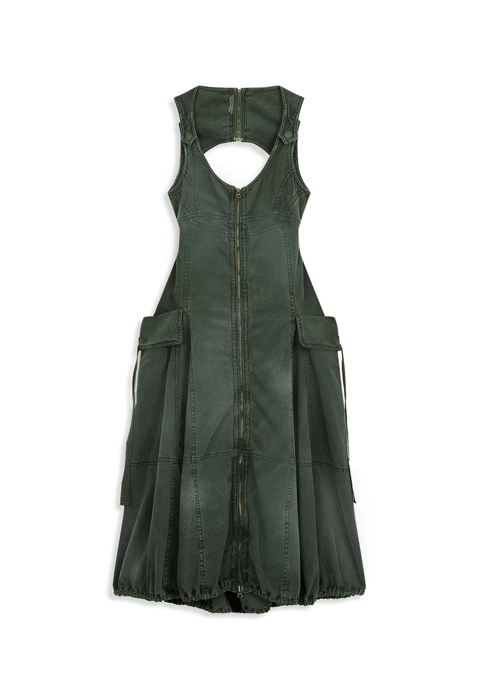 FIELD POCKET ZIP DRESS, KHAKI