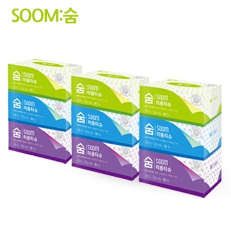 [100% 천연펄프] 숨 각티슈 250매 x 9각 미용티슈 100% 천연펄프