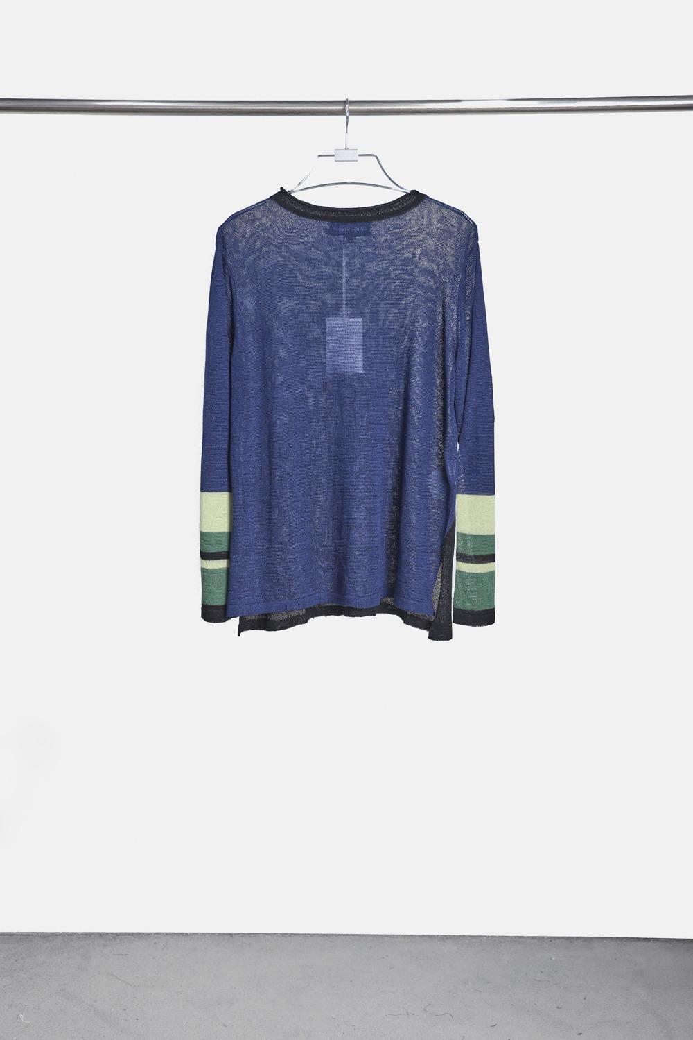 Half Moon Loose Sweater - Blue-Black-Lime-Green