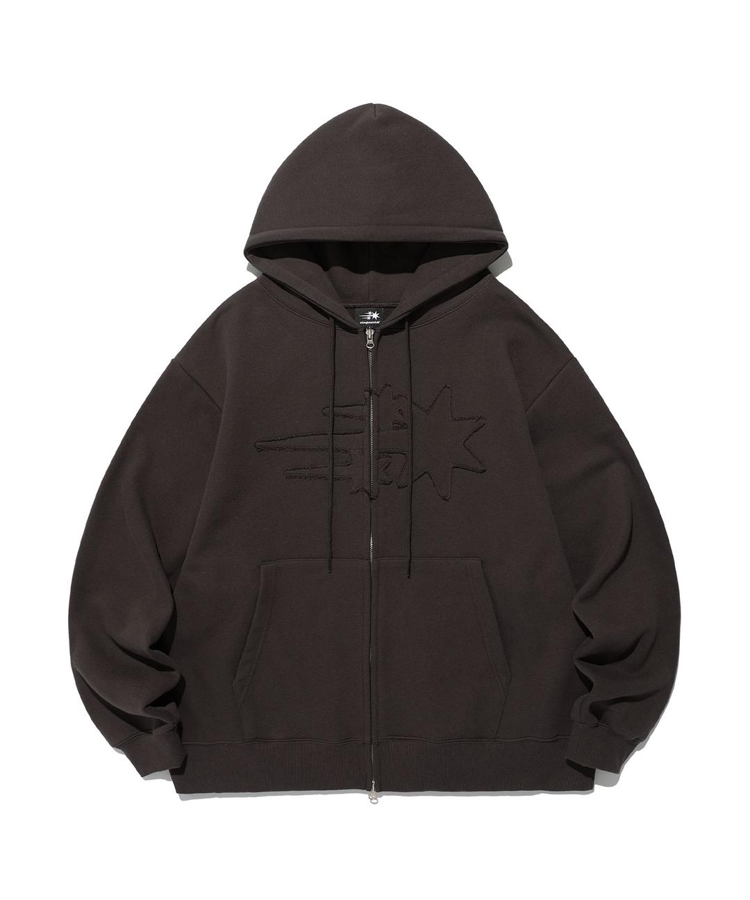 3STAR LOGO ZIP HOODIE[BROWN]