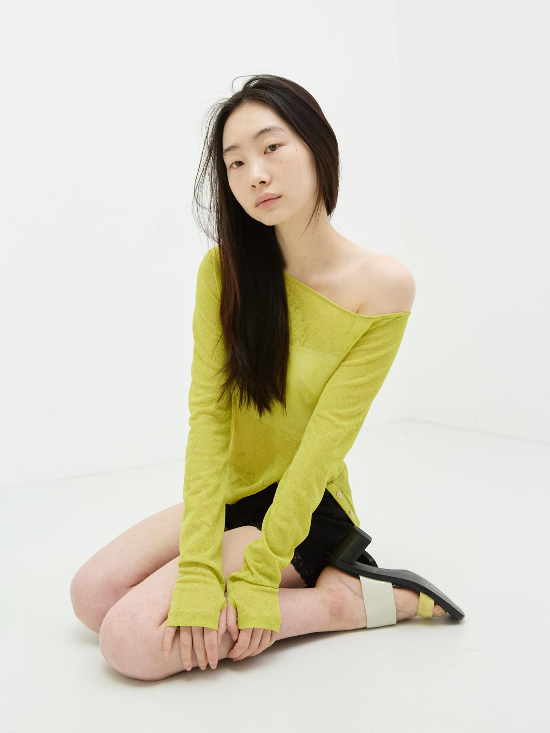 PAYERNE LAYERED VINTAGE BUTTON T-SHIRT LIME