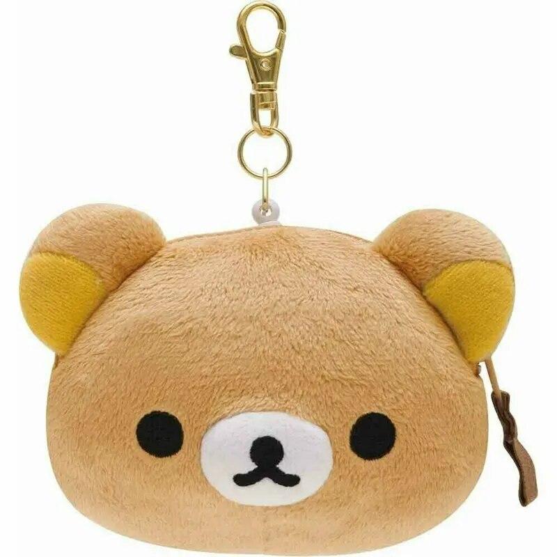 Rilakkuma 여성용 봉제 동전 지갑, 키체인 지갑, 귀여운 개폐식 ID 카드 홀더, 동전 파우치 케이스, 돈 가방