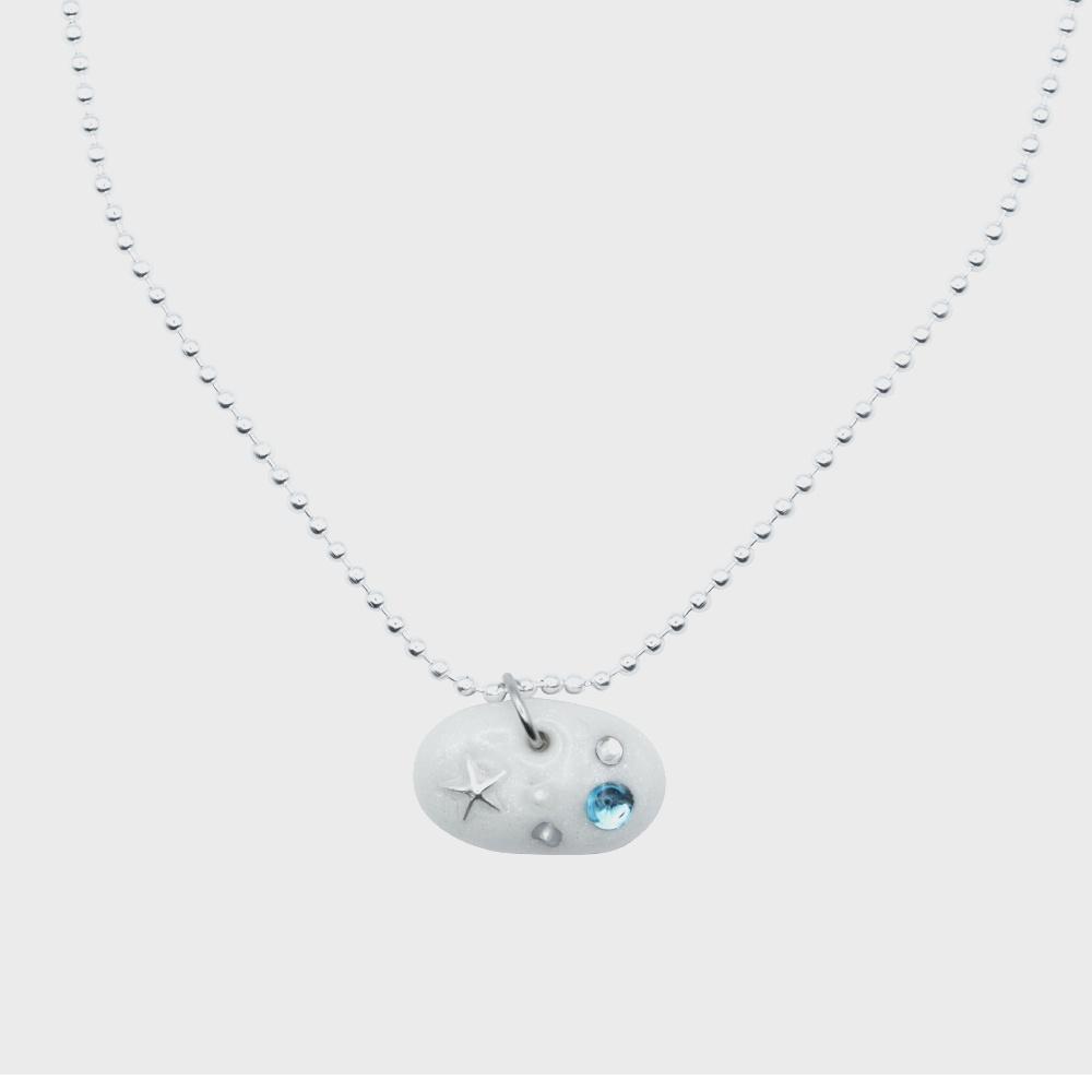 blue stone silver necklace-white