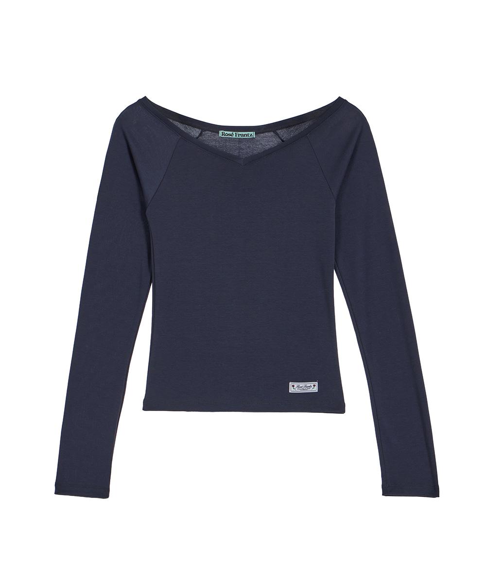 Soft Curve V-neck Long Sleeve [Charcoal]