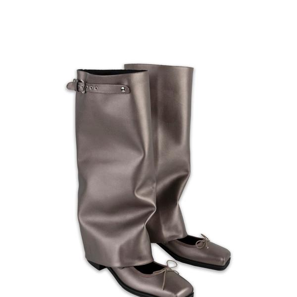 LEATHER MARY JANE BOOTS (PEARL BROWN)