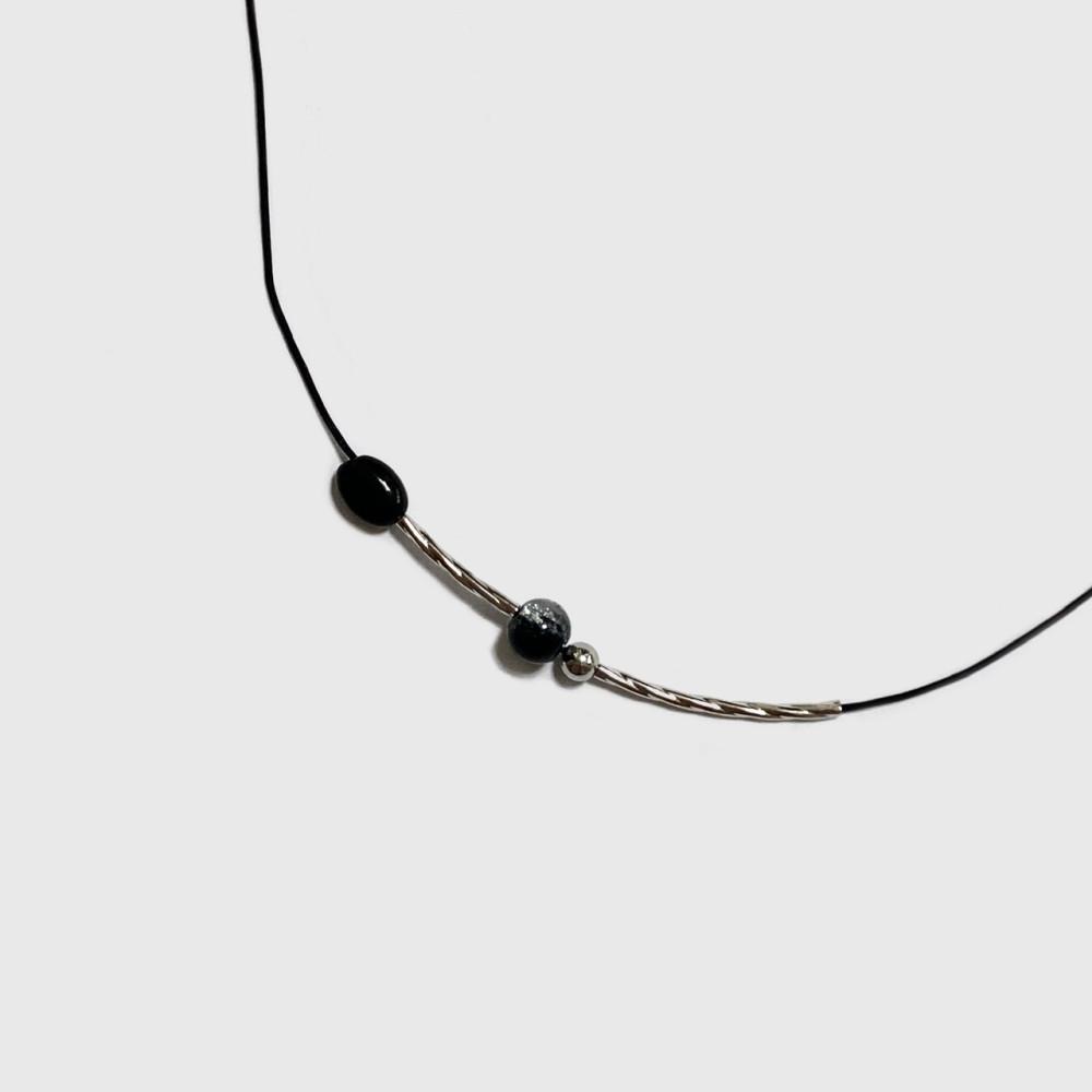 [MADE] twisted pipe necklace BLACK