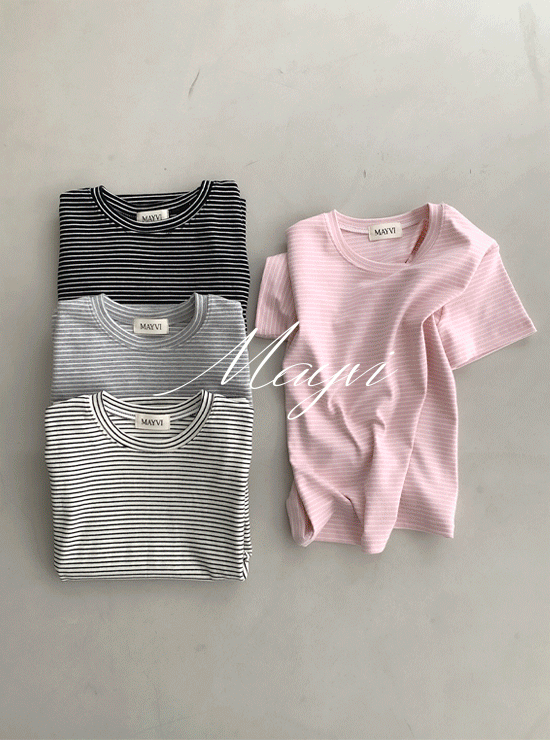 언더비 [미리여름7%💙/Mayvi/여름/두장이상할인] Milky 스트라이프 반팔 티셔츠 (4 color)