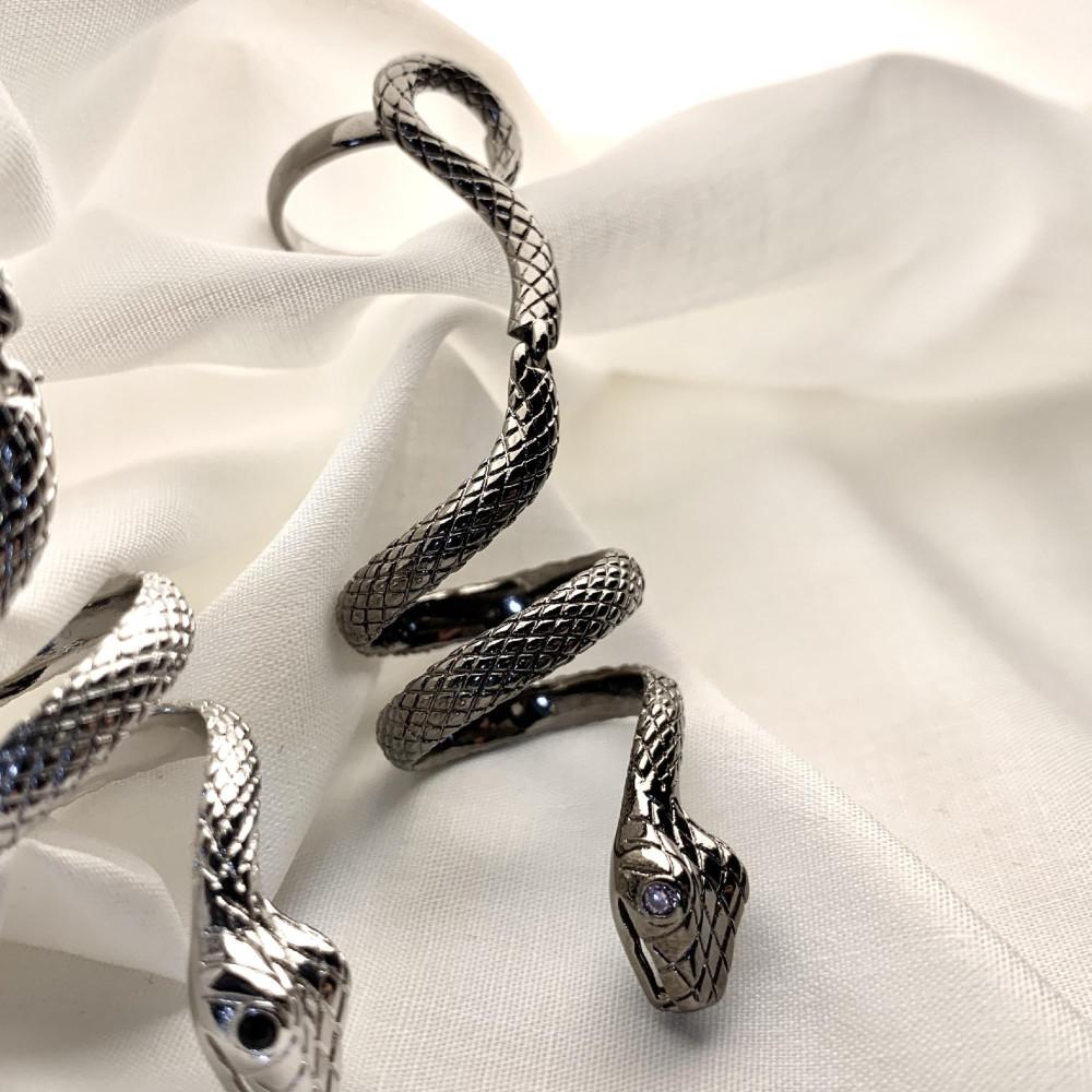 700 (마마무 착용) 유니크한 디자인의 볼드 스네이크 마디 연결 결속 반지 -  2컬러