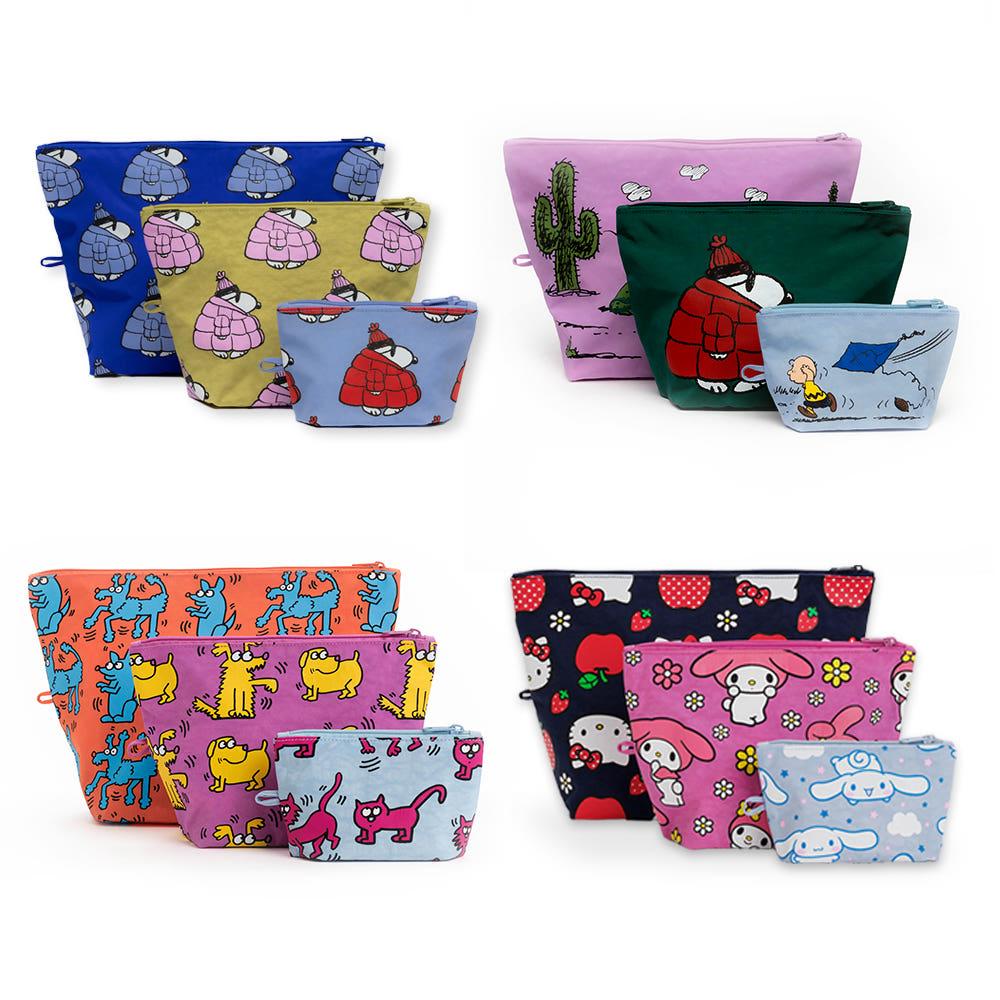 [바쿠백] 여행용 고 파우치 3size 세트 헬로키티 피너츠 스누피