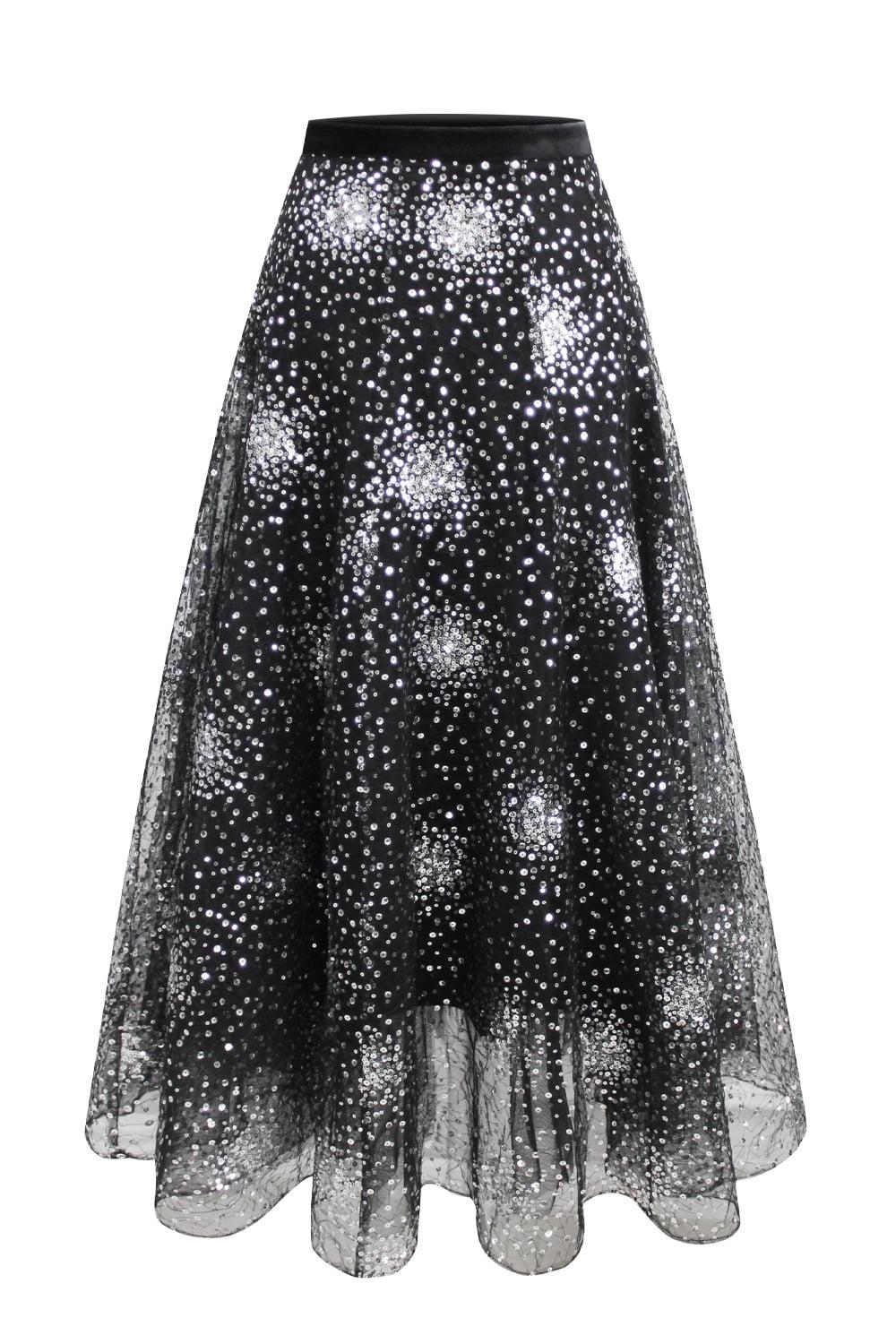 Moonlight sequin flare skirt