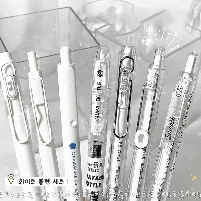 [당일🚀]밀크화이트 7종 젤 볼펜 세트 젤펜세트 필기구