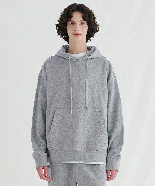 오버 핏 후드 스웨트셔츠 [멜란지 그레이]