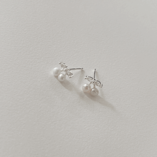 [무배] 925실버 담수진주 큐빅 체리 데일리 귀걸이