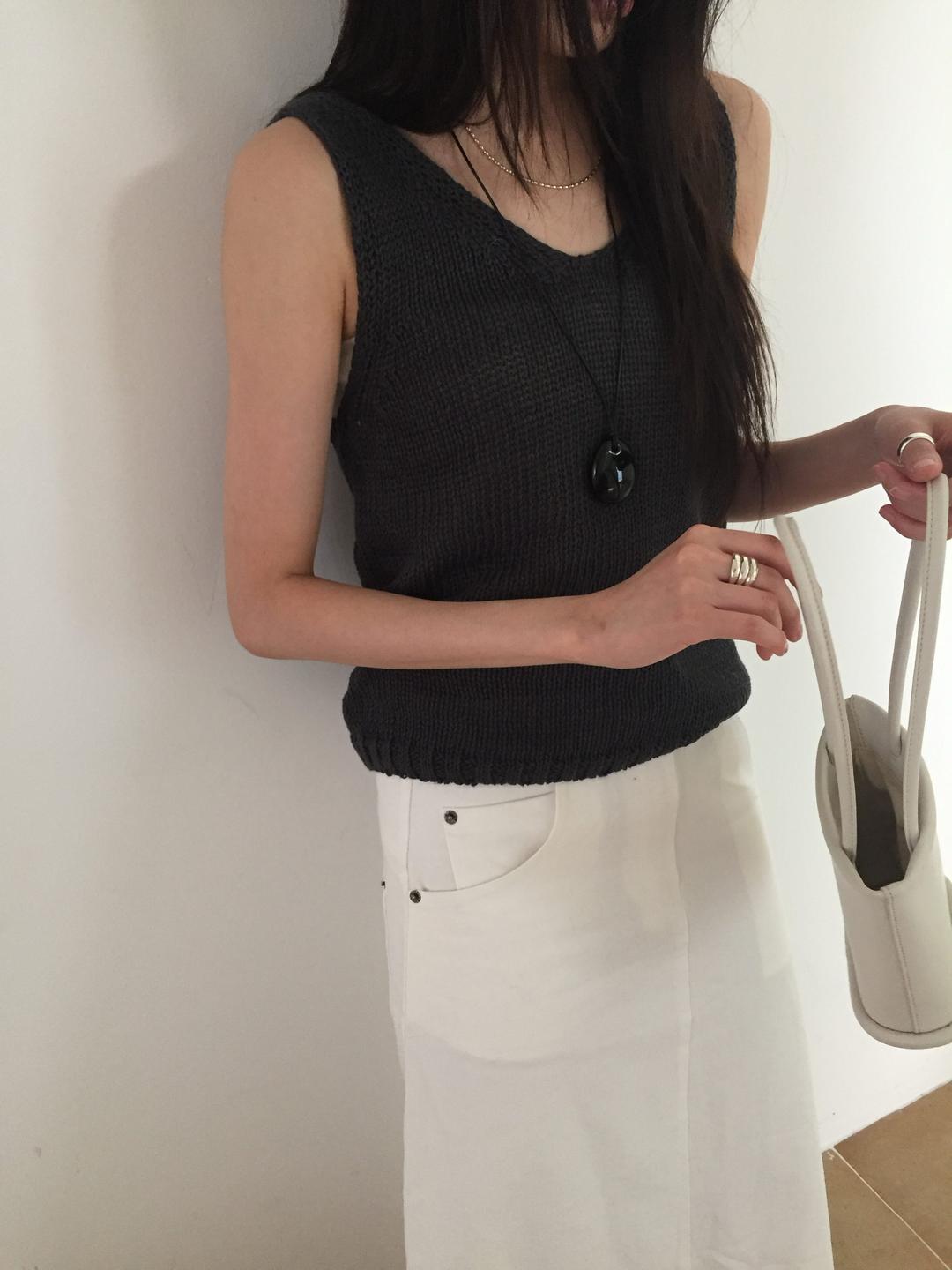 linen sleeve knit (navy)