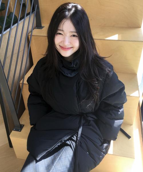 하이넥 벨티드 구스 다운 점퍼 OP5XMA610