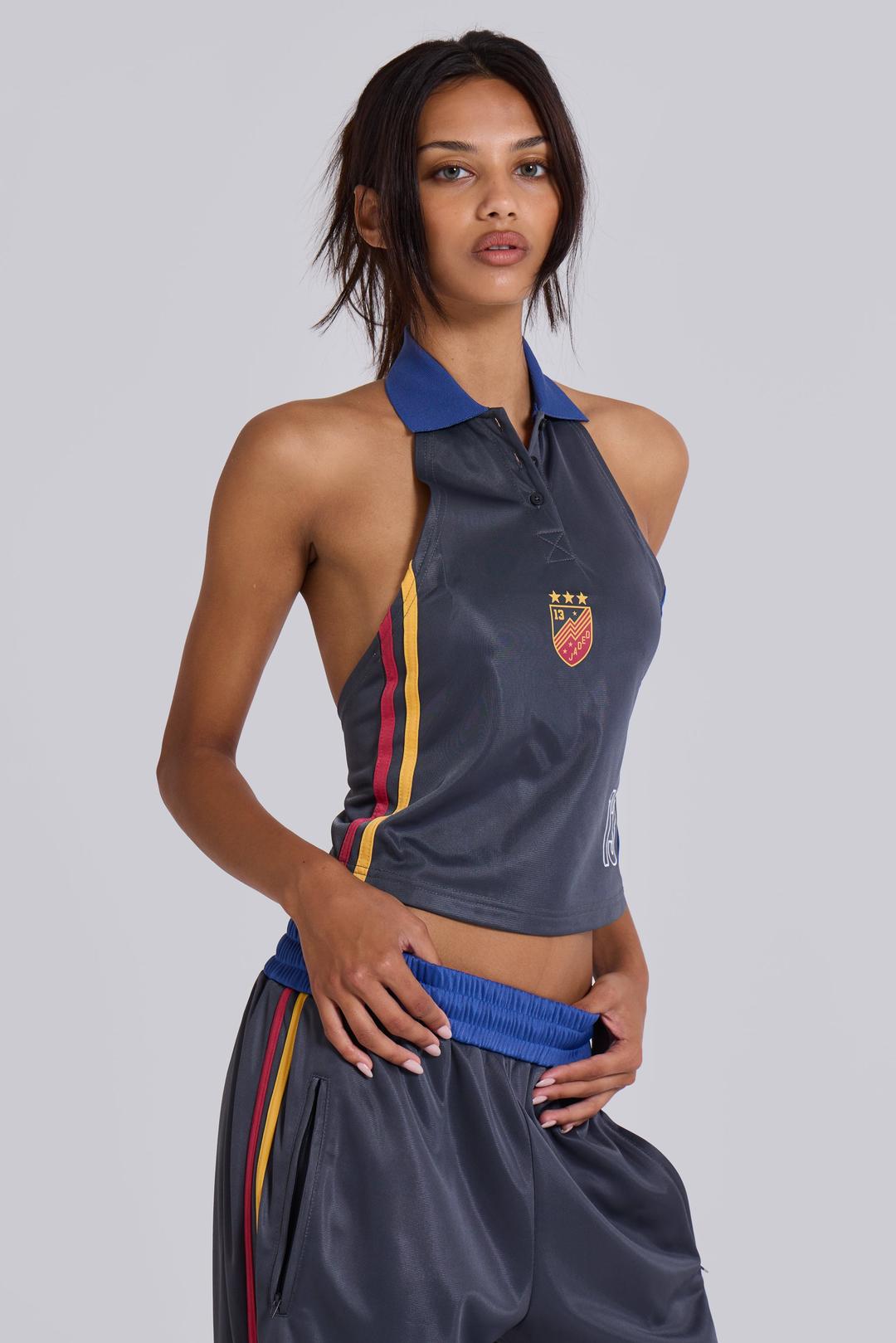 Pitchside Football Halter Polo Top - UK 16 / Blue