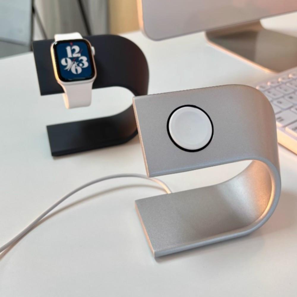 심플한 애플워치 거치대 충전독 스테인리스 스틸 스탠드 실버