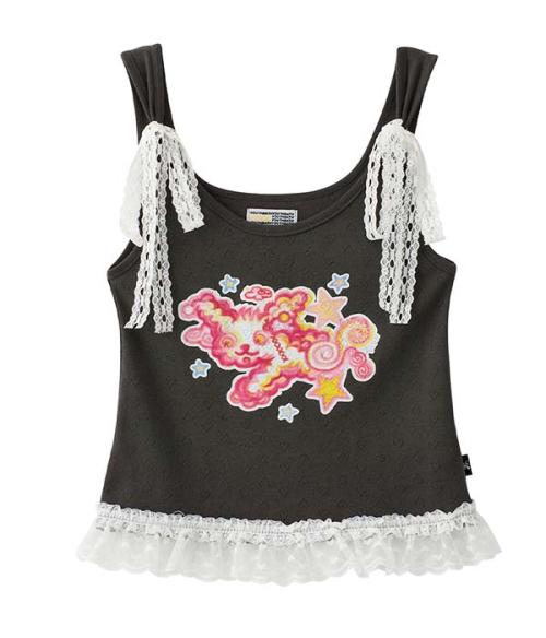 YBX SOUP Lace ribbon sleeveless_charcoal