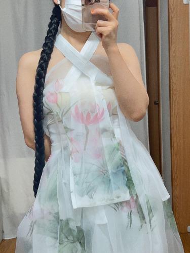 연꽃 홀터넥 당의 S