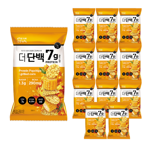 빙그레 건강tft 더단백 팝칩 군옥수수맛, 44g, 12개