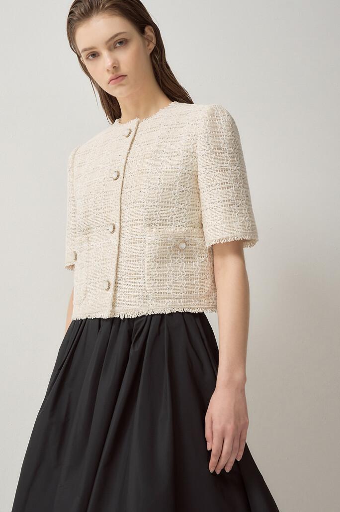 [LANVIN COLLECTION] 레이스 프린지 크롭 자켓