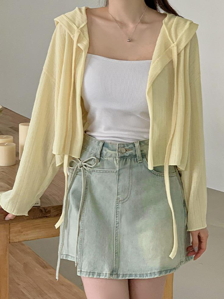 [44-99] 포니블러 스트링 크롭 후드 니트 가디건(봄/가을/신상/데일리룩/나들이룩/데이트룩/출근룩/캠퍼스룩/피크닉룩/99사이즈/빅사이즈/간절기템/간절기아우터/오픈가디건/살안타템)