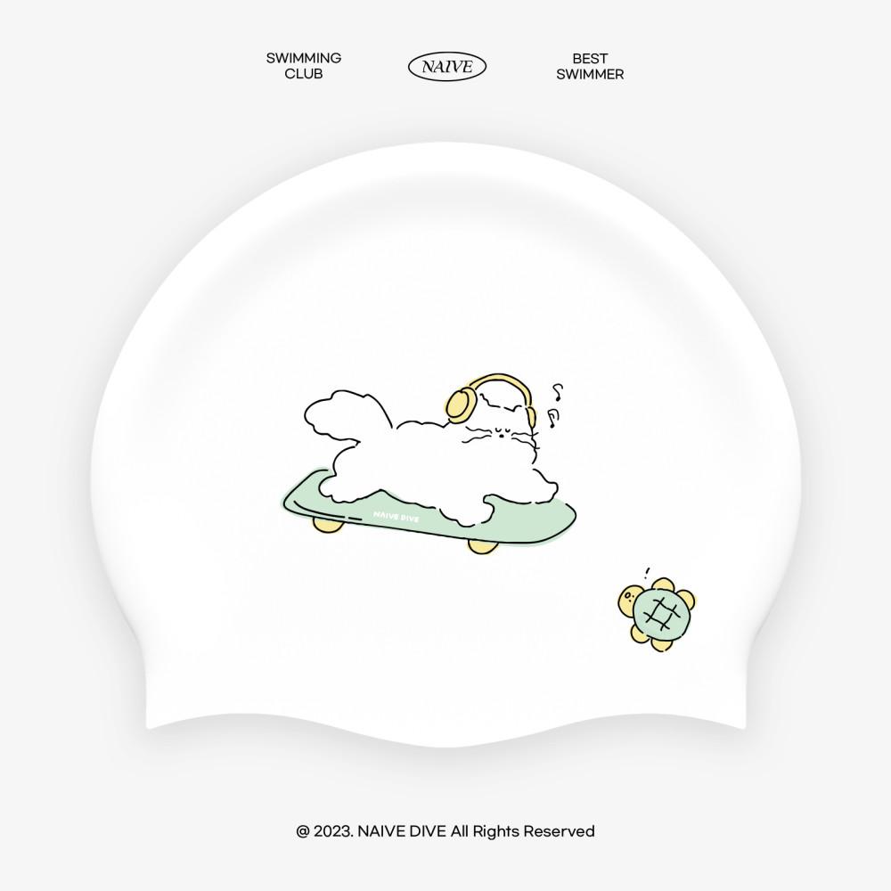 나이브다이브 멜론빵군의 위기 귀여운 고양이 거북이 수모 제작수모 실리콘 수영모자