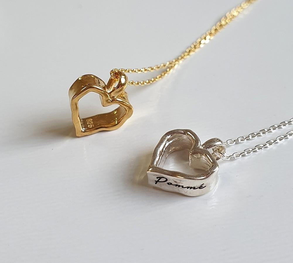 실버925 해머 하트 측면 이니셜 각인 은 목걸이