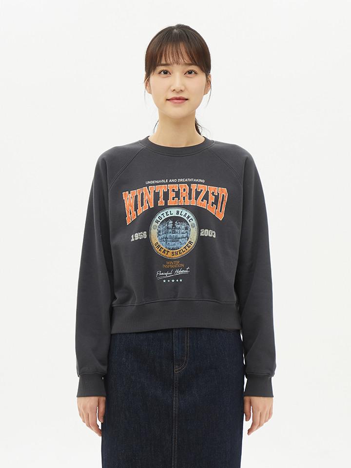 여성) 플리스 그래픽 스웨트셔츠