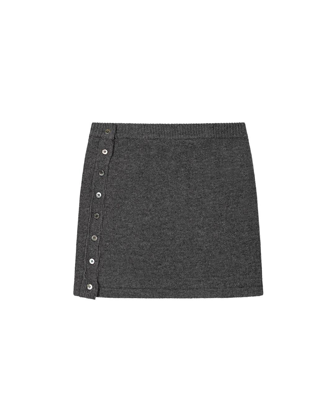 BASIC SIDE BUTTON KINT SKIRT, GREY