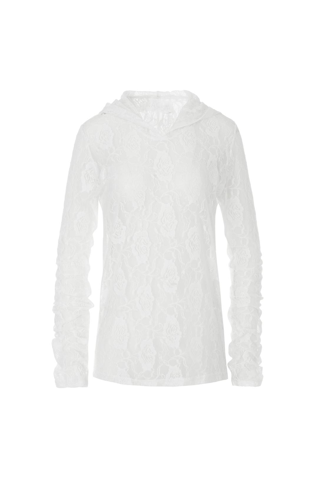 LACE HOODIE SHIRT IVORY