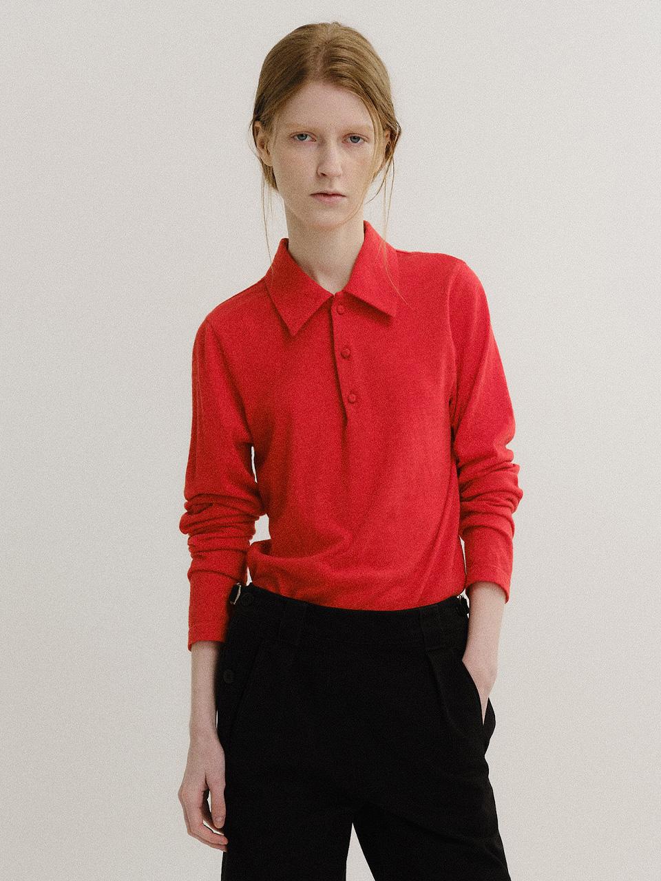 Summer wool polo shirt (Red)