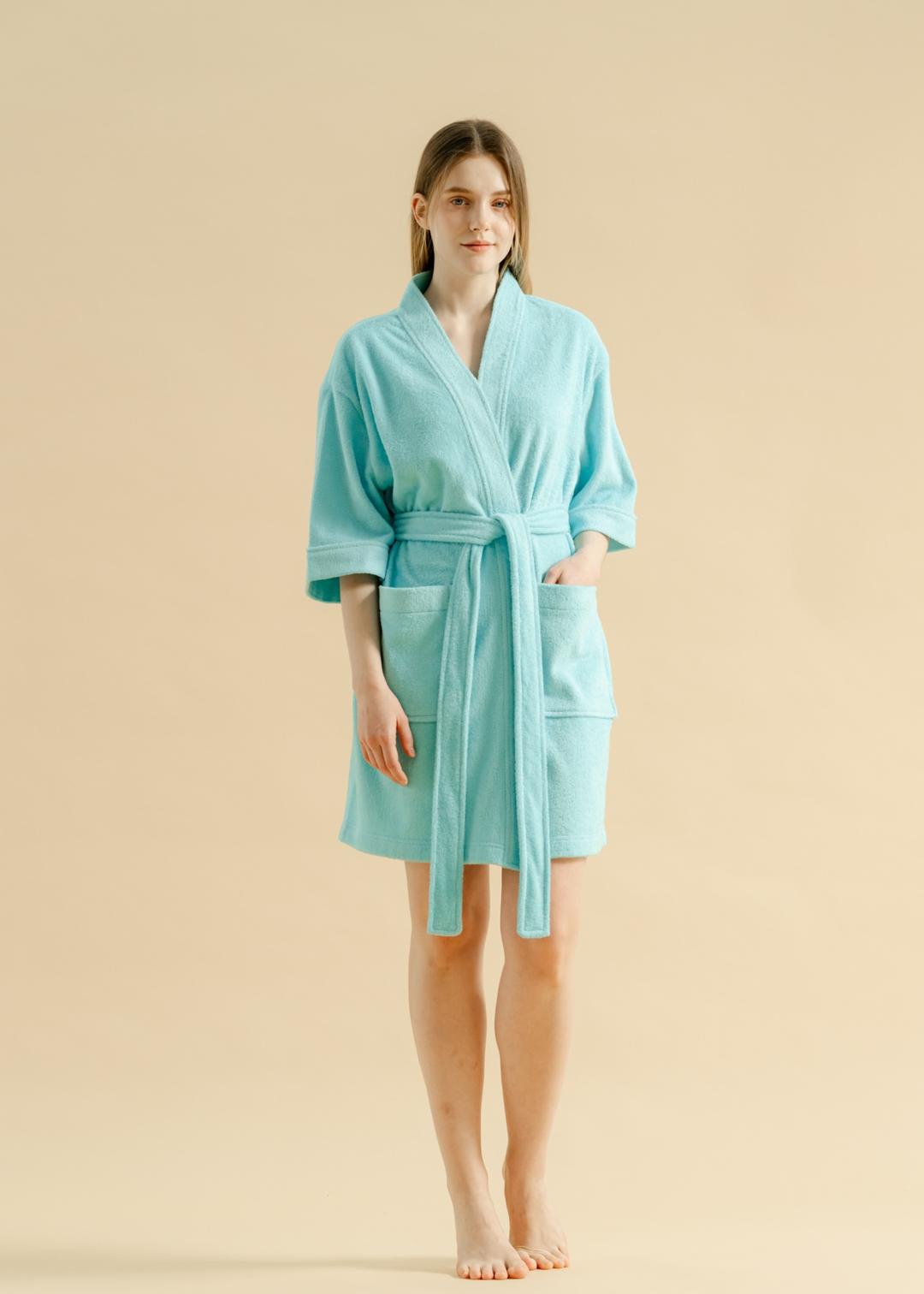 Terry Modal Short Robe (Tiffany Blue)