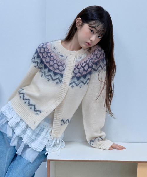 COWICHAN JACQUARD KNIT CARDIGAN IVORY