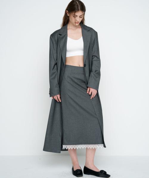 모이페어(MOIFAIRE)  STRIPED LONG JACKET / CHARCOAL - 사이즈 & 후기 | 무신사