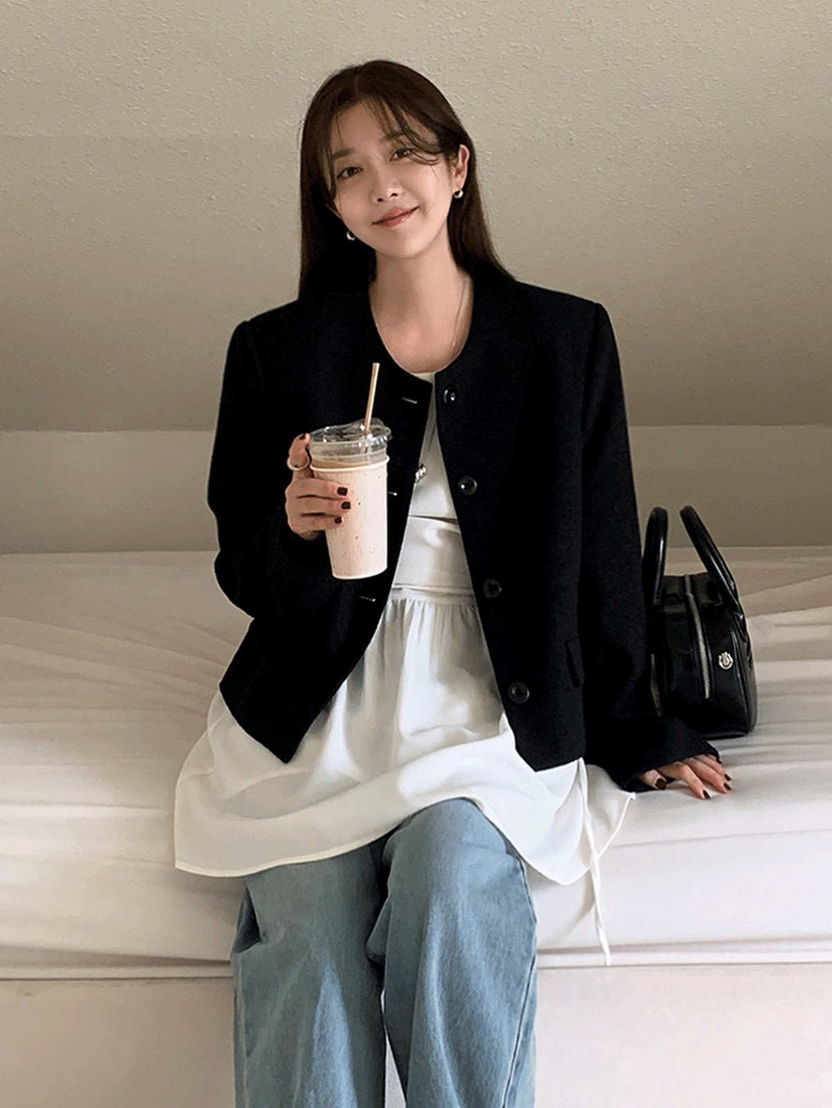 어리틀빗 plick crop jacket (black) 울30