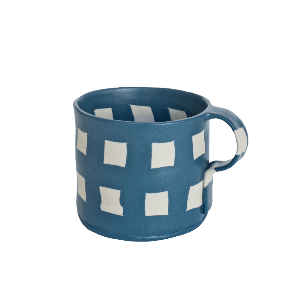Paper Mug Gingham Indigo