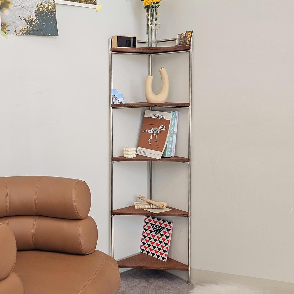 플러쉬 철제 미니 틈새 5단 모서리 모듈 코너 원목 선반 코너장