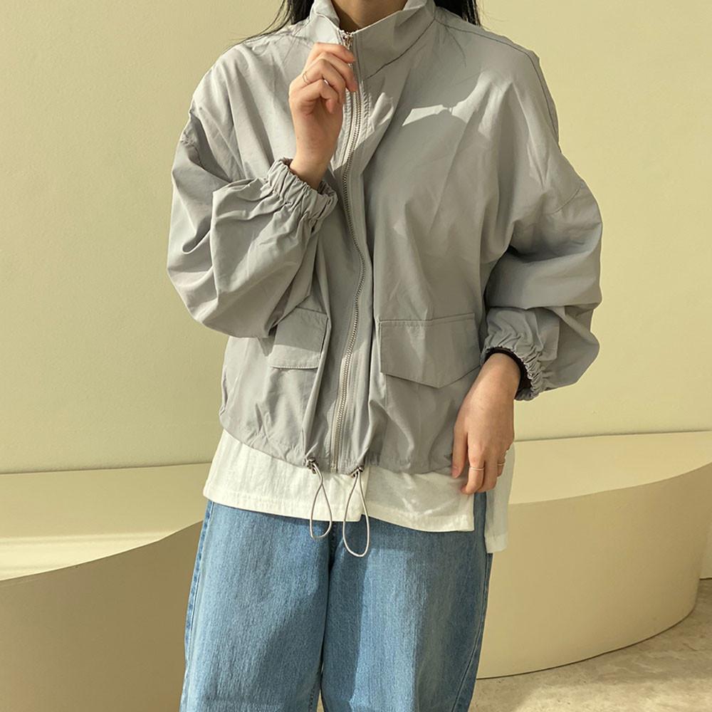 (이번달만 2천원 할인,무료배송) 오버무드 빅포켓 스트링 와샤 바스락 바람막이 숏 점퍼 3color (베이지,블랙 지연)