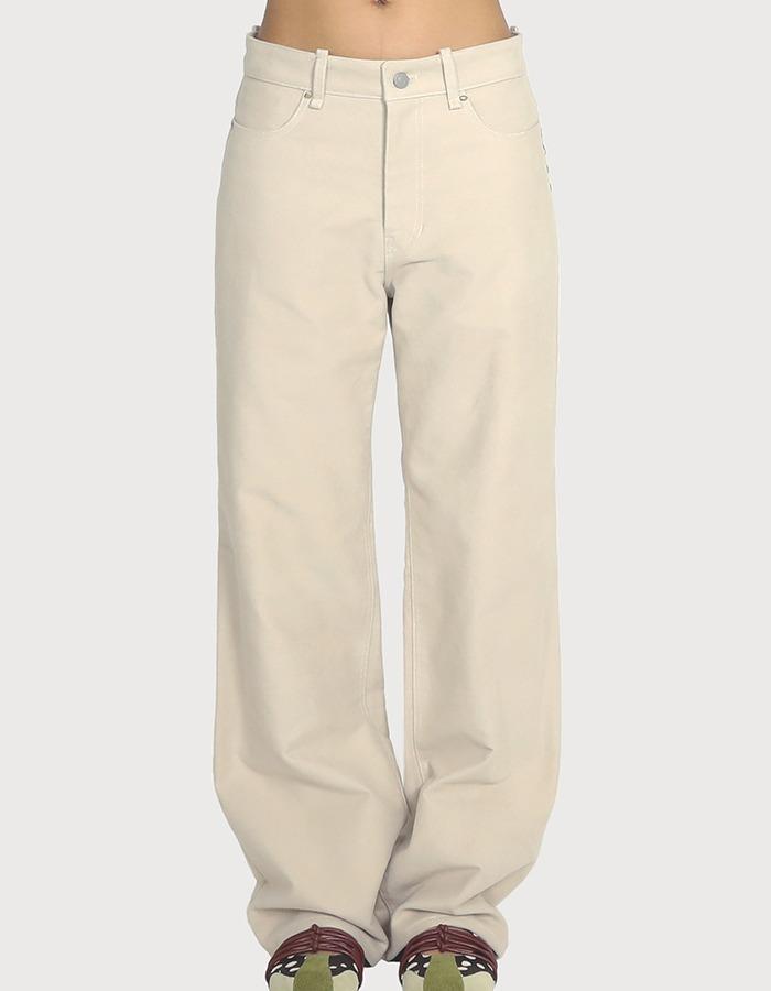 AKOL) Star Stud Brushed Cotton Pants - beige