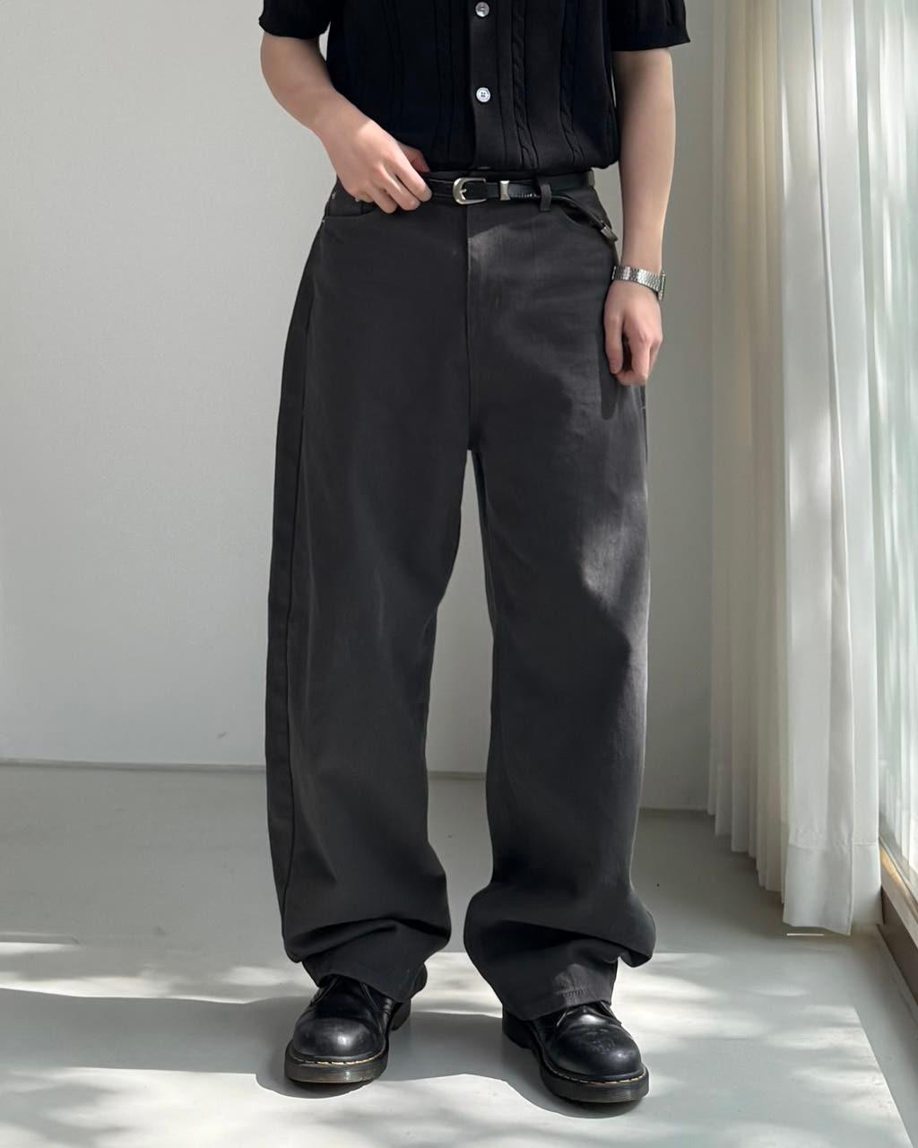 베이직 커브드 코튼팬츠 5C