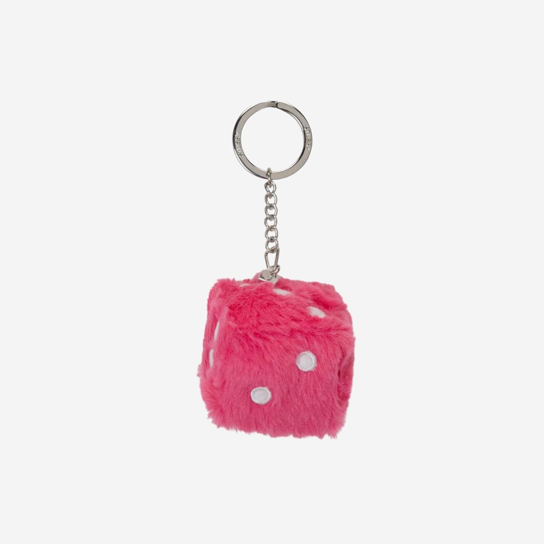 Stussy Fuzzy Dice Keychain Pink